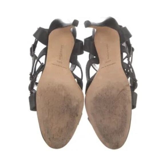 Manolo Blahnik Leather Gladiator Sandals Stiletto Heels Black 40.5 Multistrap - Picture 5 of 14